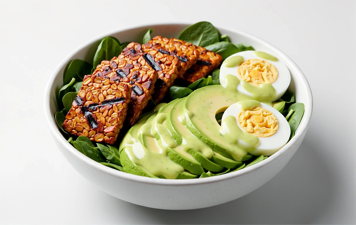 Grilled tempeh salad bowl